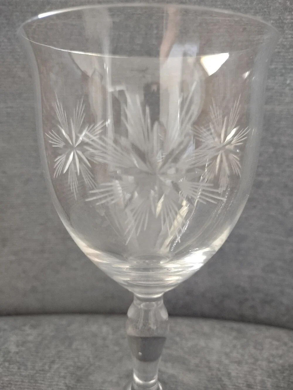 Star Flower Etched Stemmed Tall Glasses Crystal Wine Champagne